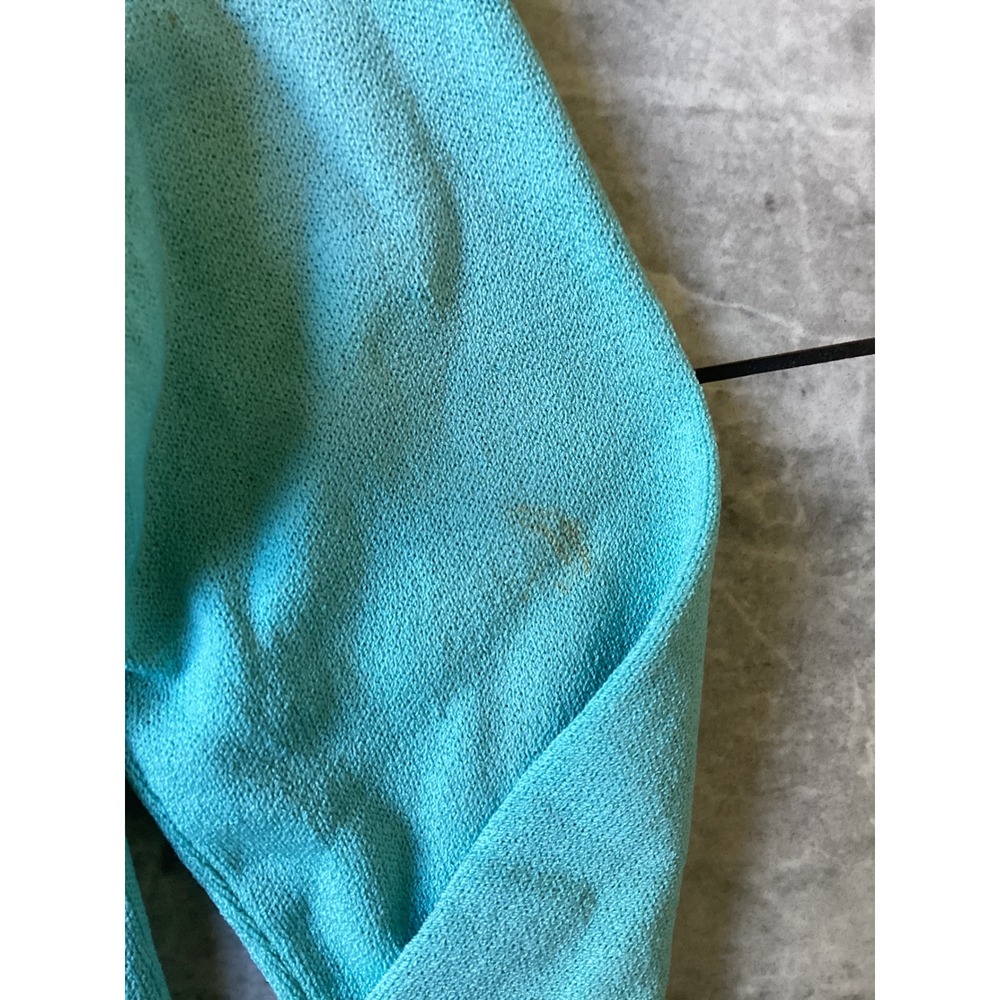St John Sport Turquoise Wool Blend V-Neck Cardigan Gold Toggle Buttons Sweater - Picture 11 of 12